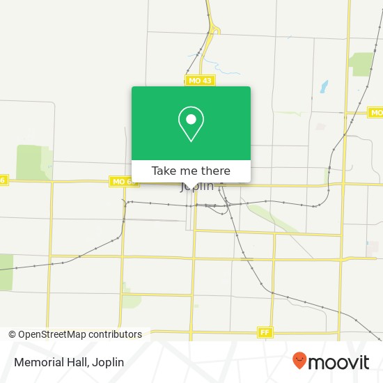 Mapa de Memorial Hall, 212 W 8th St Joplin, MO 64801