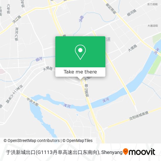 于洪新城出口(G1113丹阜高速出口东南向) map