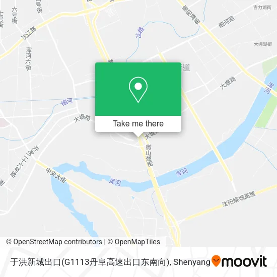 于洪新城出口(G1113丹阜高速出口东南向) map