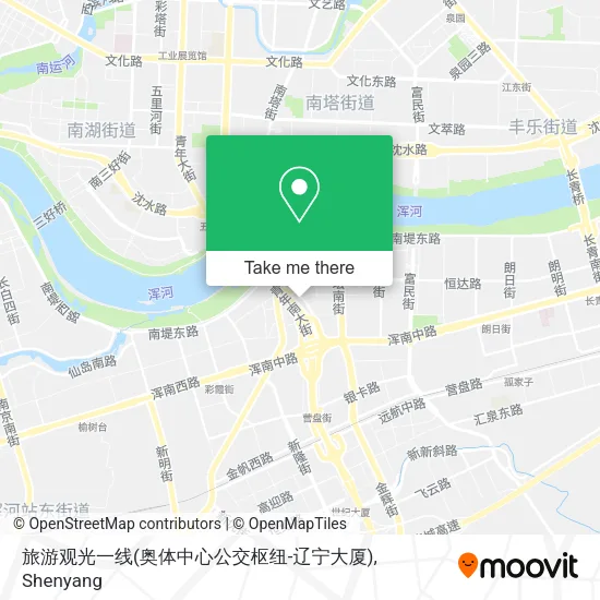 旅游观光一线(奥体中心公交枢纽-辽宁大厦) map