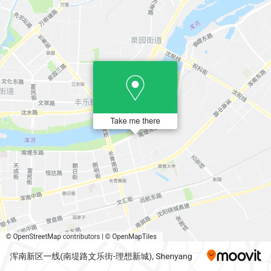 浑南新区一线(南堤路文乐街-理想新城) map