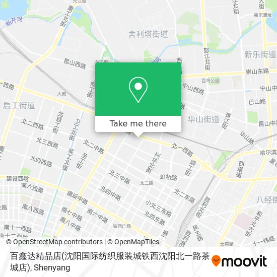 百鑫达精品店(沈阳国际纺织服装城铁西沈阳北一路茶城店) map