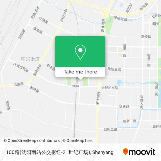 100路(沈阳南站公交枢纽-21世纪广场) map