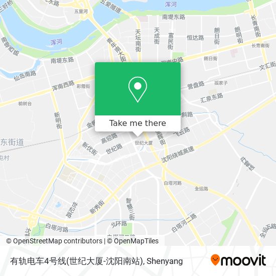有轨电车4号线(世纪大厦-沈阳南站) map