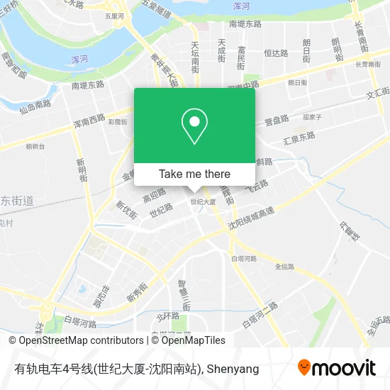 有轨电车4号线(世纪大厦-沈阳南站) map