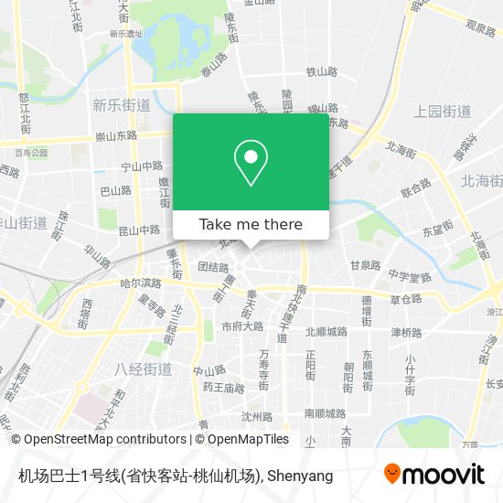机场巴士1号线(省快客站-桃仙机场) map