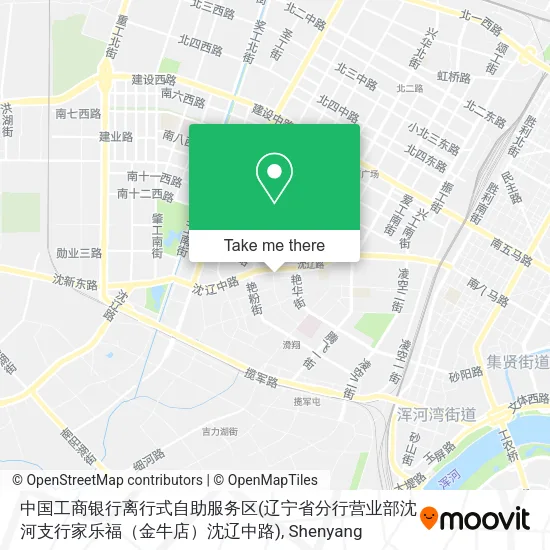中国工商银行离行式自助服务区(辽宁省分行营业部沈河支行家乐福（金牛店）沈辽中路) map