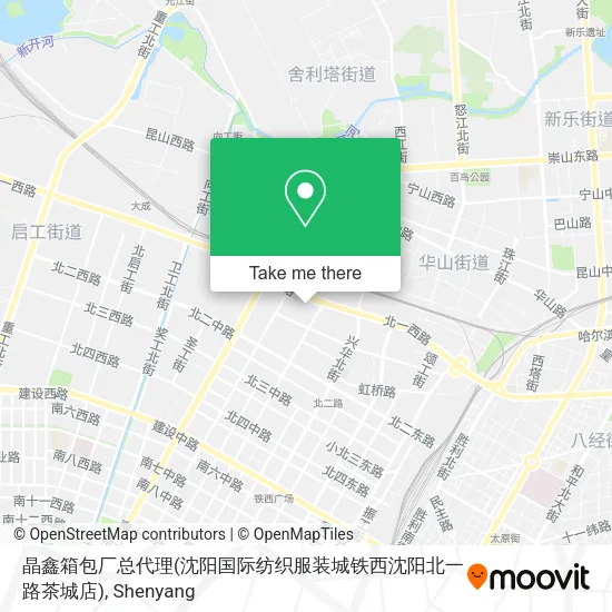 晶鑫箱包厂总代理(沈阳国际纺织服装城铁西沈阳北一路茶城店) map