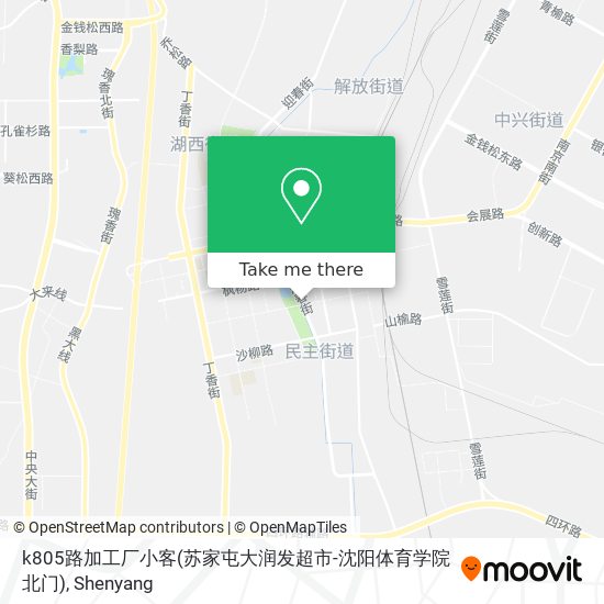 k805路加工厂小客(苏家屯大润发超市-沈阳体育学院北门) map