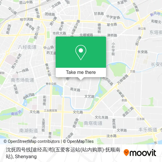 沈抚四号线[途经高湾](五爱客运站(站内购票)-抚顺南站) map