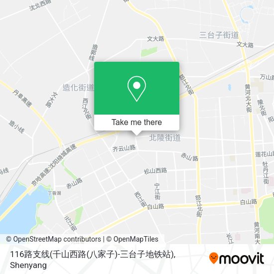116路支线(千山西路(八家子)-三台子地铁站) map