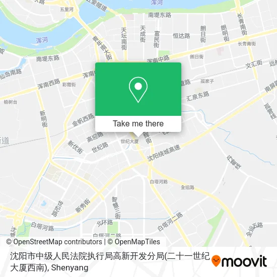 沈阳市中级人民法院执行局高新开发分局(二十一世纪大厦西南) map
