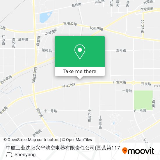 中航工业沈阳兴华航空电器有限责任公司(国营第117厂) map
