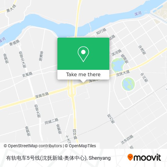 有轨电车5号线(沈抚新城-奥体中心) map