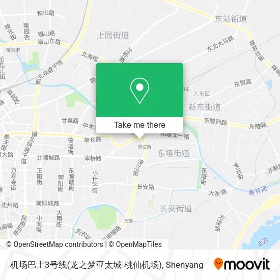 机场巴士3号线(龙之梦亚太城-桃仙机场) map