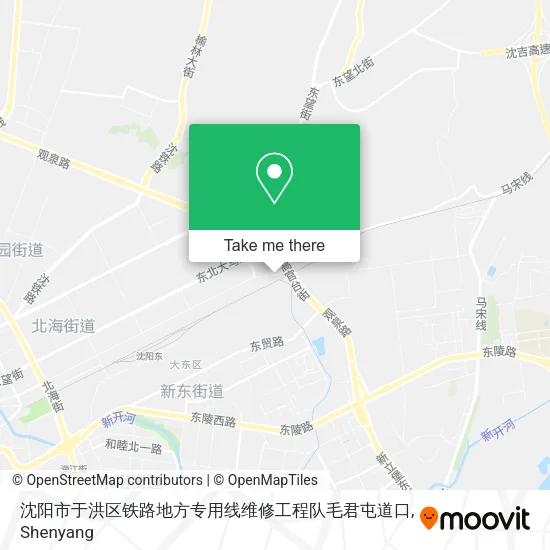 沈阳市于洪区铁路地方专用线维修工程队毛君屯道口 map