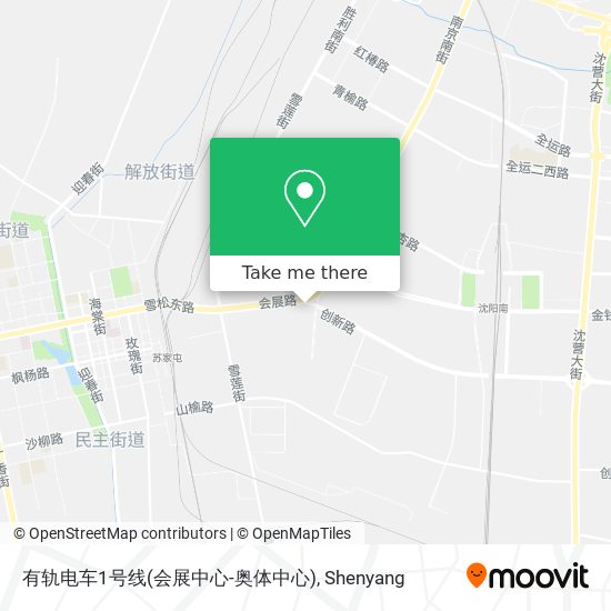 有轨电车1号线(会展中心-奥体中心) map