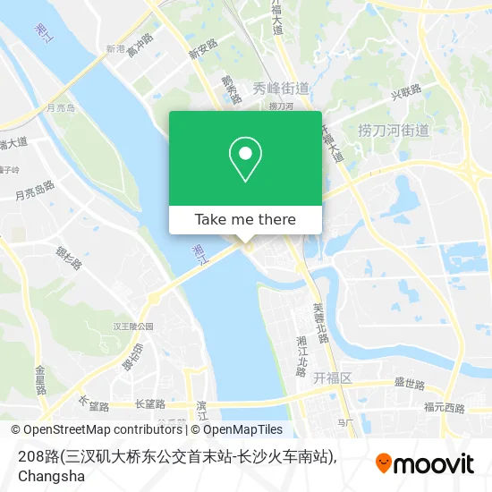 208路(三汊矶大桥东公交首末站-长沙火车南站) map