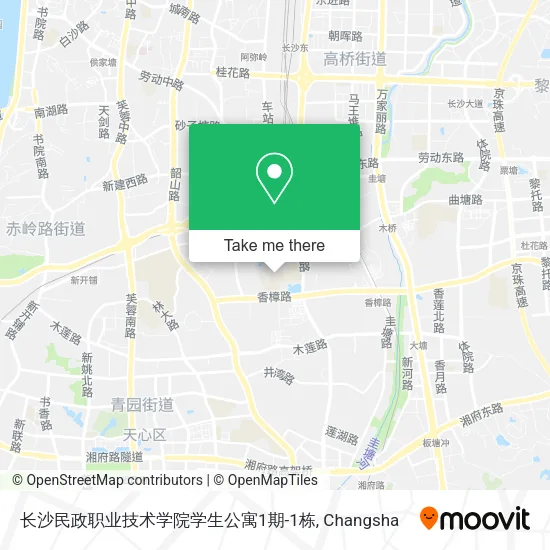 长沙民政职业技术学院学生公寓1期-1栋 map
