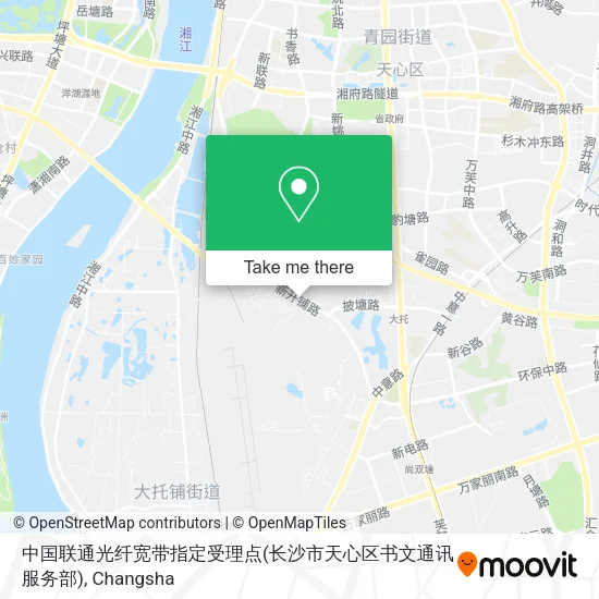 中国联通光纤宽带指定受理点(长沙市天心区书文通讯服务部) map