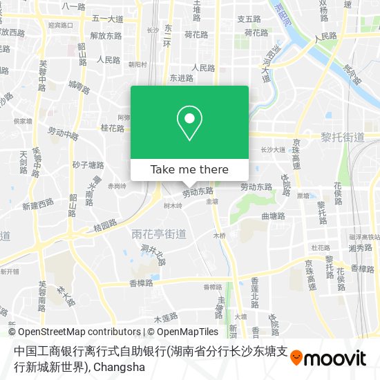 中国工商银行离行式自助银行(湖南省分行长沙东塘支行新城新世界) map