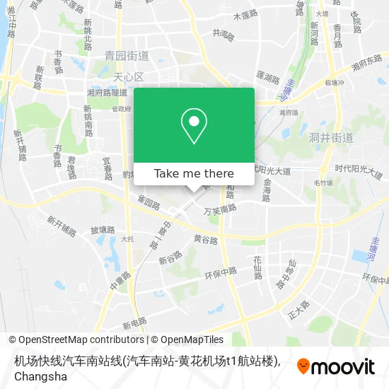 机场快线汽车南站线(汽车南站-黄花机场t1航站楼) map