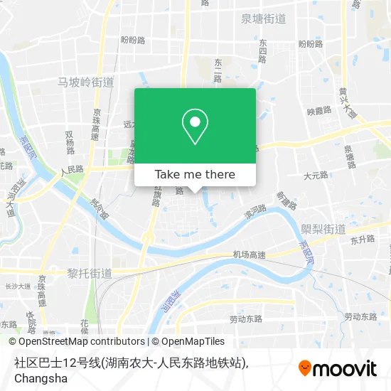 社区巴士12号线(湖南农大-人民东路地铁站) map