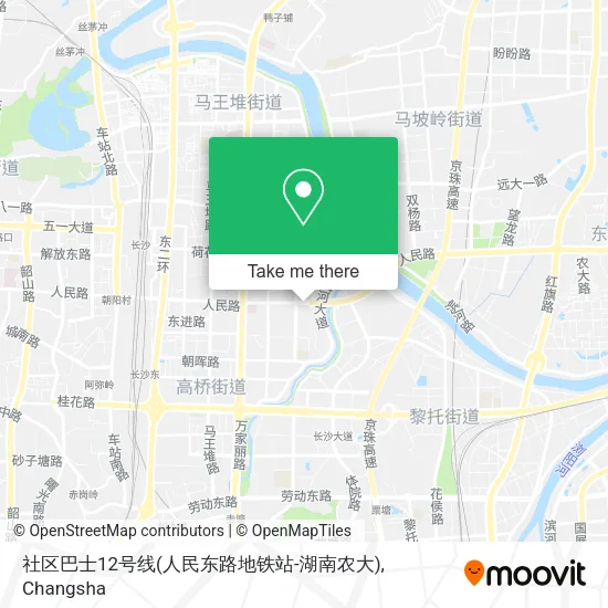 社区巴士12号线(人民东路地铁站-湖南农大) map