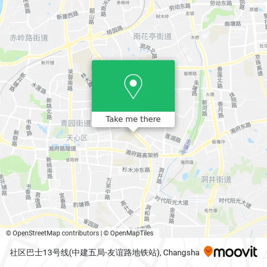 社区巴士13号线(中建五局-友谊路地铁站) map