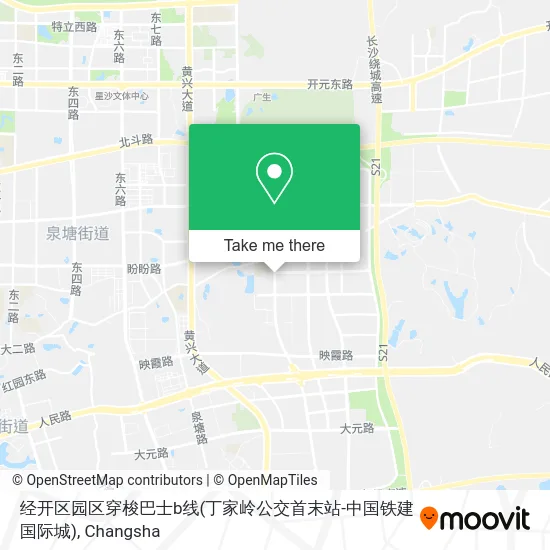 经开区园区穿梭巴士b线(丁家岭公交首末站-中国铁建国际城) map