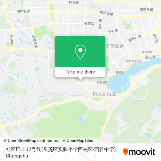社区巴士17号线(岳麓区实验小学西校区-西雅中学) map