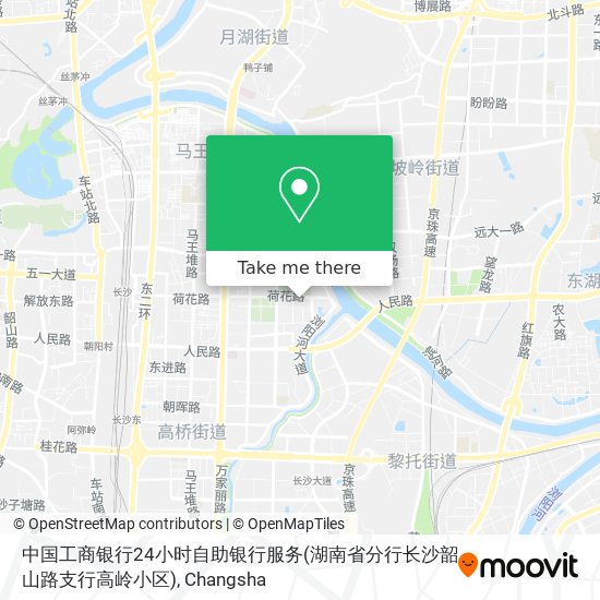 中国工商银行24小时自助银行服务(湖南省分行长沙韶山路支行高岭小区) map