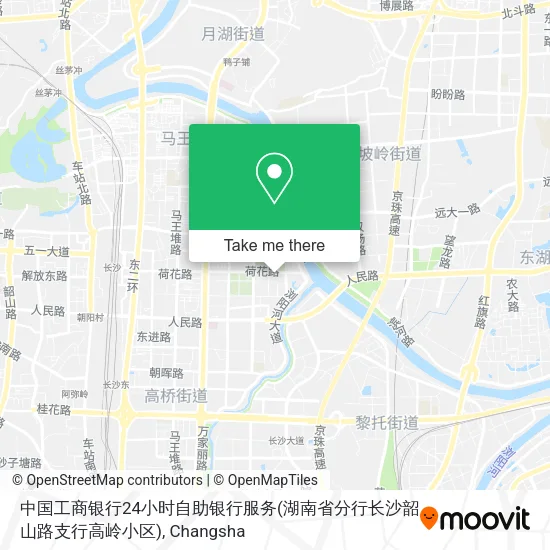 中国工商银行24小时自助银行服务(湖南省分行长沙韶山路支行高岭小区) map