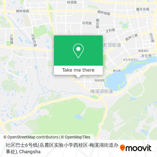 社区巴士6号线(岳麓区实验小学西校区-梅溪湖街道办事处) map