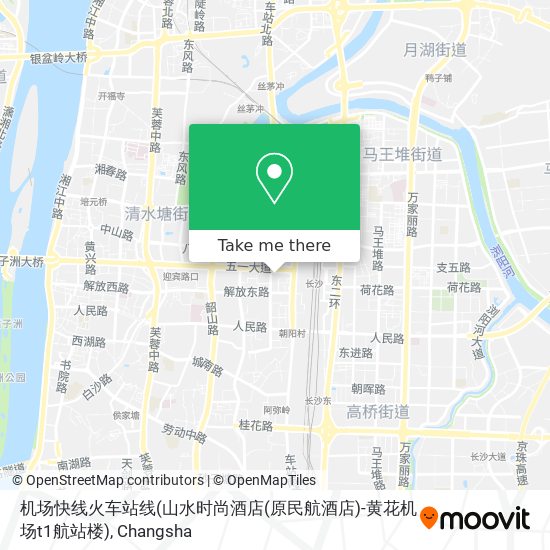 机场快线火车站线(山水时尚酒店(原民航酒店)-黄花机场t1航站楼) map
