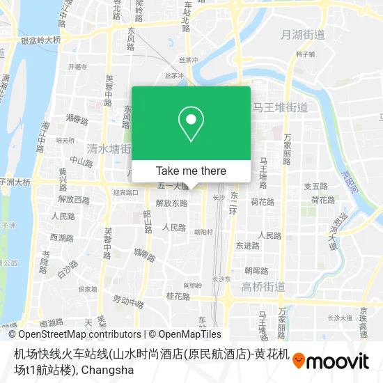 机场快线火车站线(山水时尚酒店(原民航酒店)-黄花机场t1航站楼) map