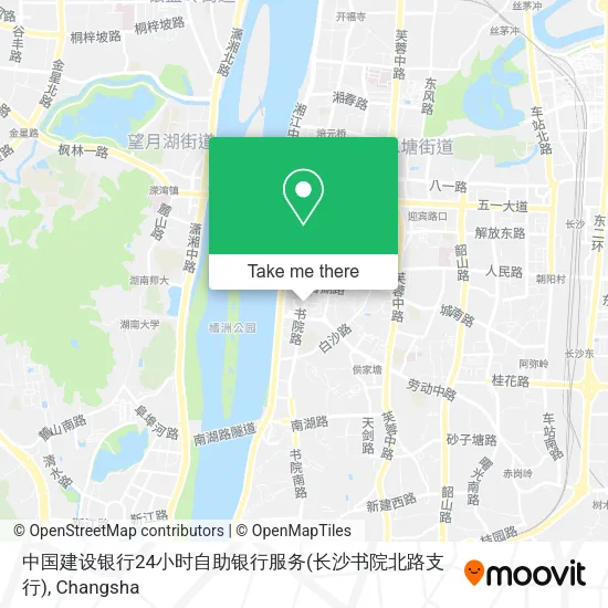 中国建设银行24小时自助银行服务(长沙书院北路支行) map