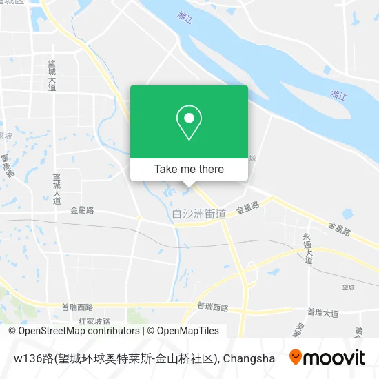 w136路(望城环球奥特莱斯-金山桥社区) map