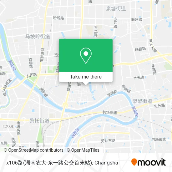 x106路(湖南农大-东一路公交首末站) map