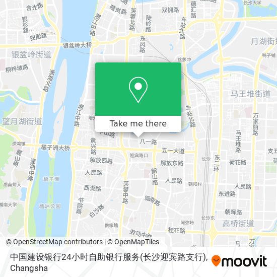 中国建设银行24小时自助银行服务(长沙迎宾路支行) map