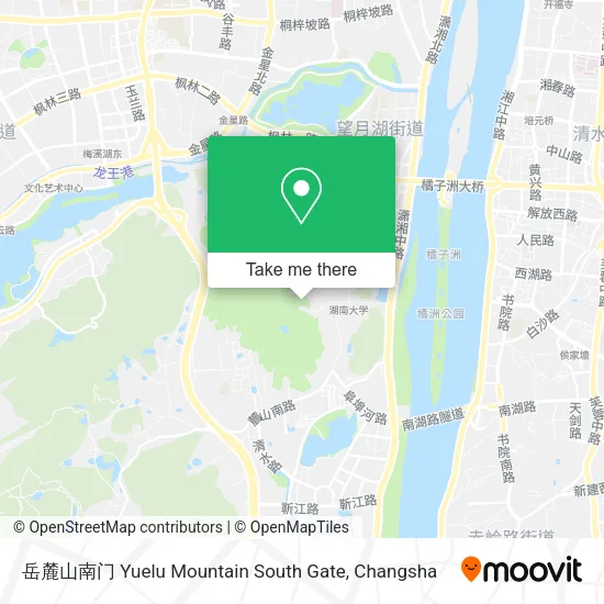 岳麓山南门 Yuelu Mountain South Gate map
