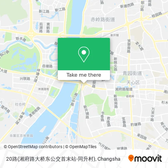 20路(湘府路大桥东公交首末站-同升村) map