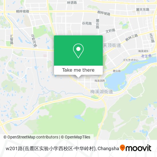 w201路(岳麓区实验小学西校区-中华岭村) map