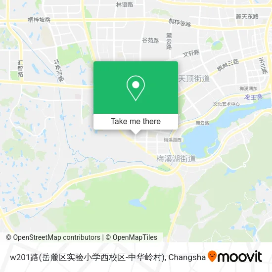 w201路(岳麓区实验小学西校区-中华岭村) map
