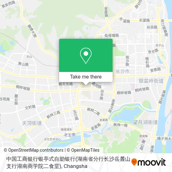 中国工商银行银亭式自助银行(湖南省分行长沙岳麓山支行湖南商学院二食堂) map