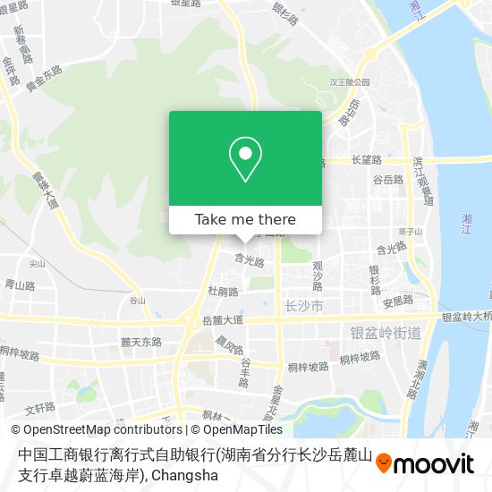 中国工商银行离行式自助银行(湖南省分行长沙岳麓山支行卓越蔚蓝海岸) map