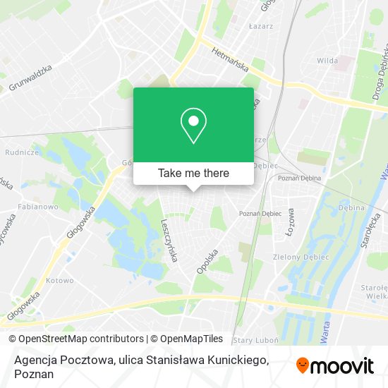 Карта Agencja Pocztowa, ulica Stanisława Kunickiego