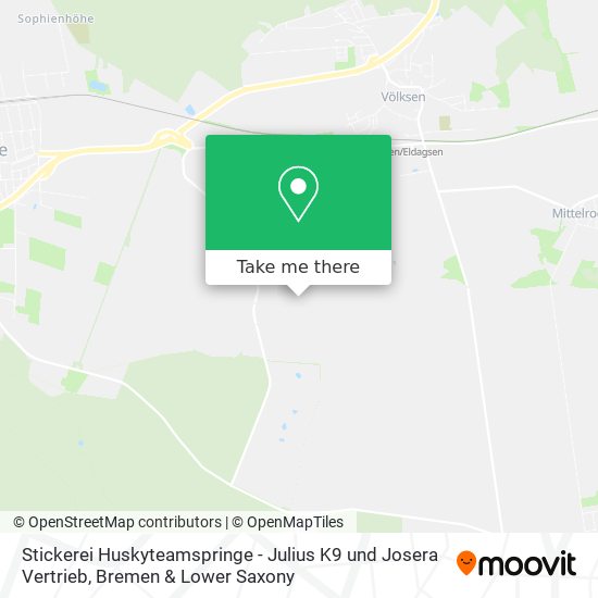 Stickerei Huskyteamspringe - Julius K9 und Josera Vertrieb map
