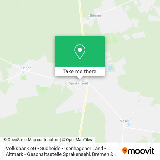 Карта Volksbank eG - Südheide - Isenhagener Land - Altmark - Geschäftsstelle Sprakensehl