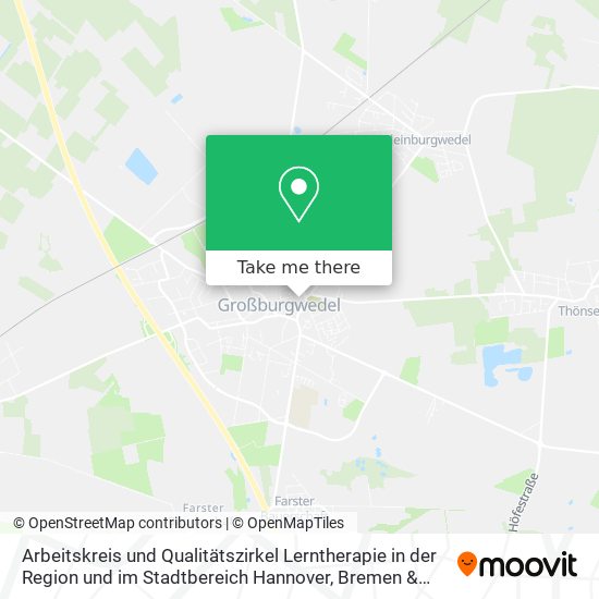 Карта Arbeitskreis und Qualitätszirkel Lerntherapie in der Region und im Stadtbereich Hannover